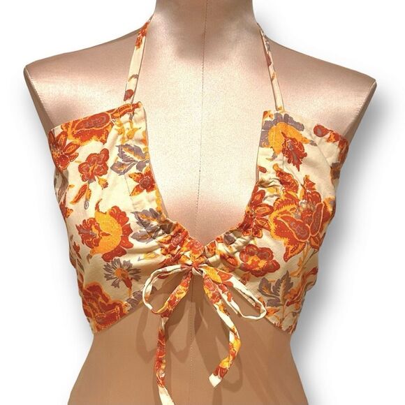 🔴2 for 40🔴Free People Intimately bandeau convertible floral orange purple S. - Picture 5 of 15